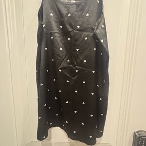Source Unknown Black Chemise with White Heart Pattern